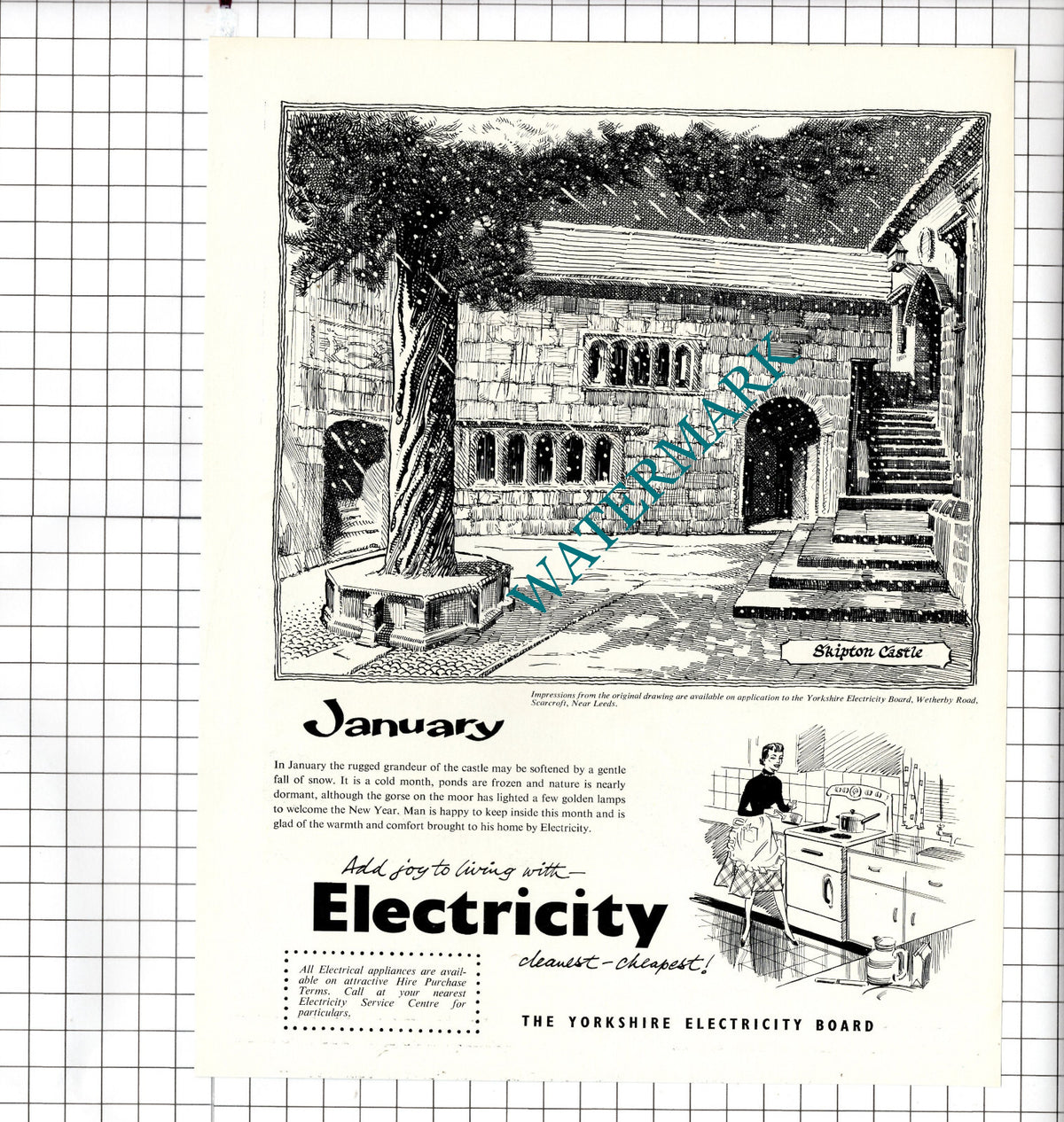 Skipton Castle Yorkshire Electricity Board - 1957 Advert