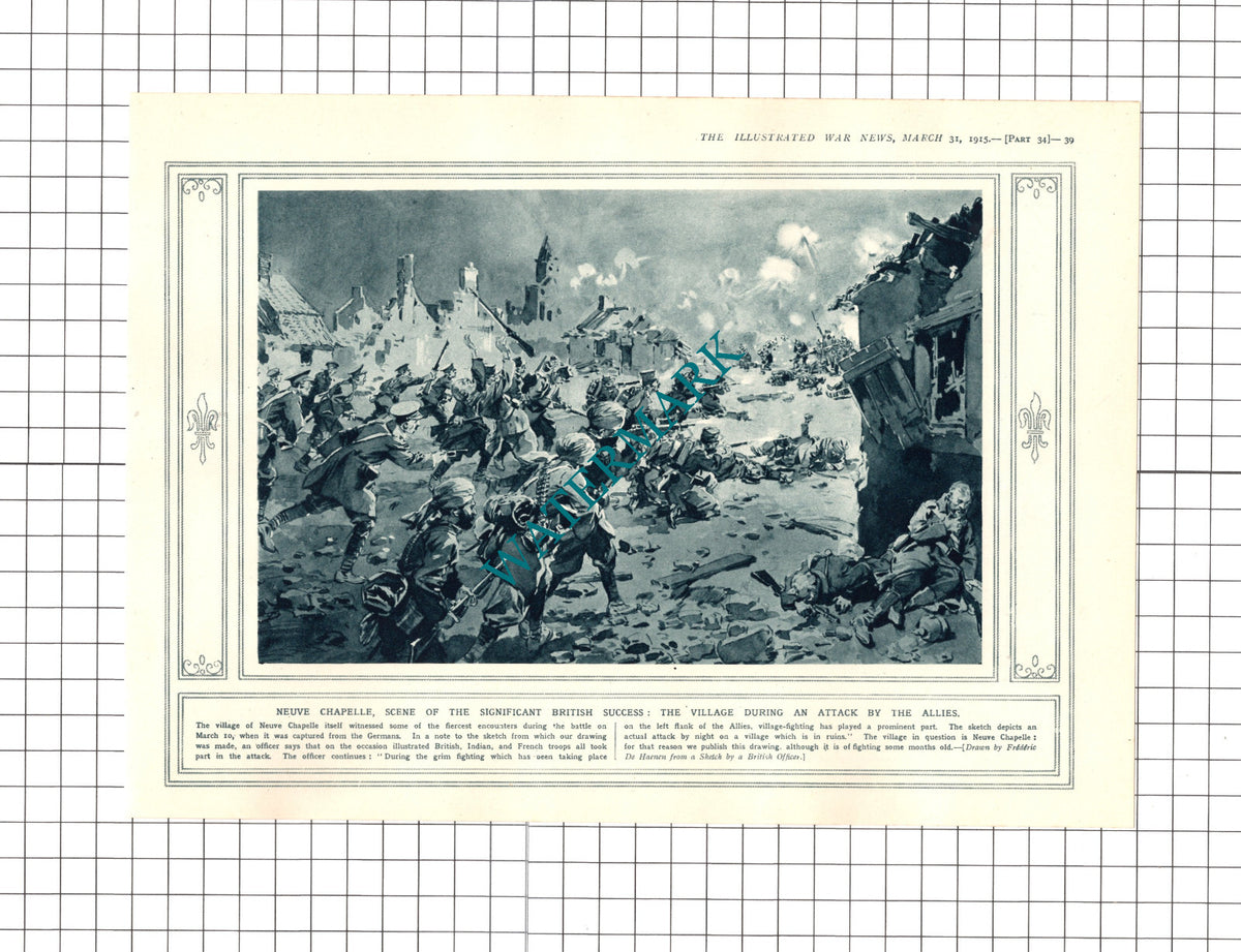 Neuve Chapelle France WW1 Great War - 1915 Clipping / Print
