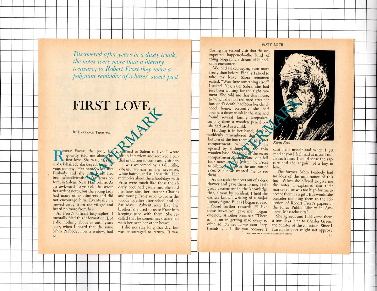 Robert Frost Poet Sabra Peabody - 1967 Small Article