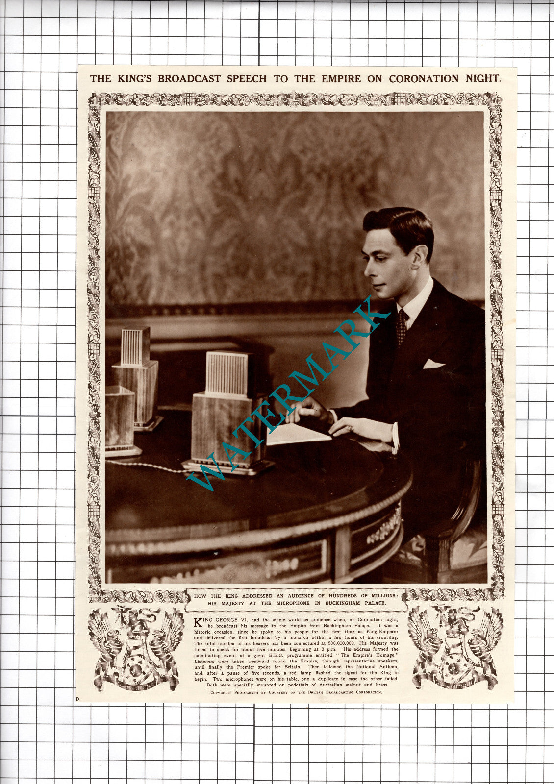 King George VI Speech King's Speech - 1937 News Cutting / Print