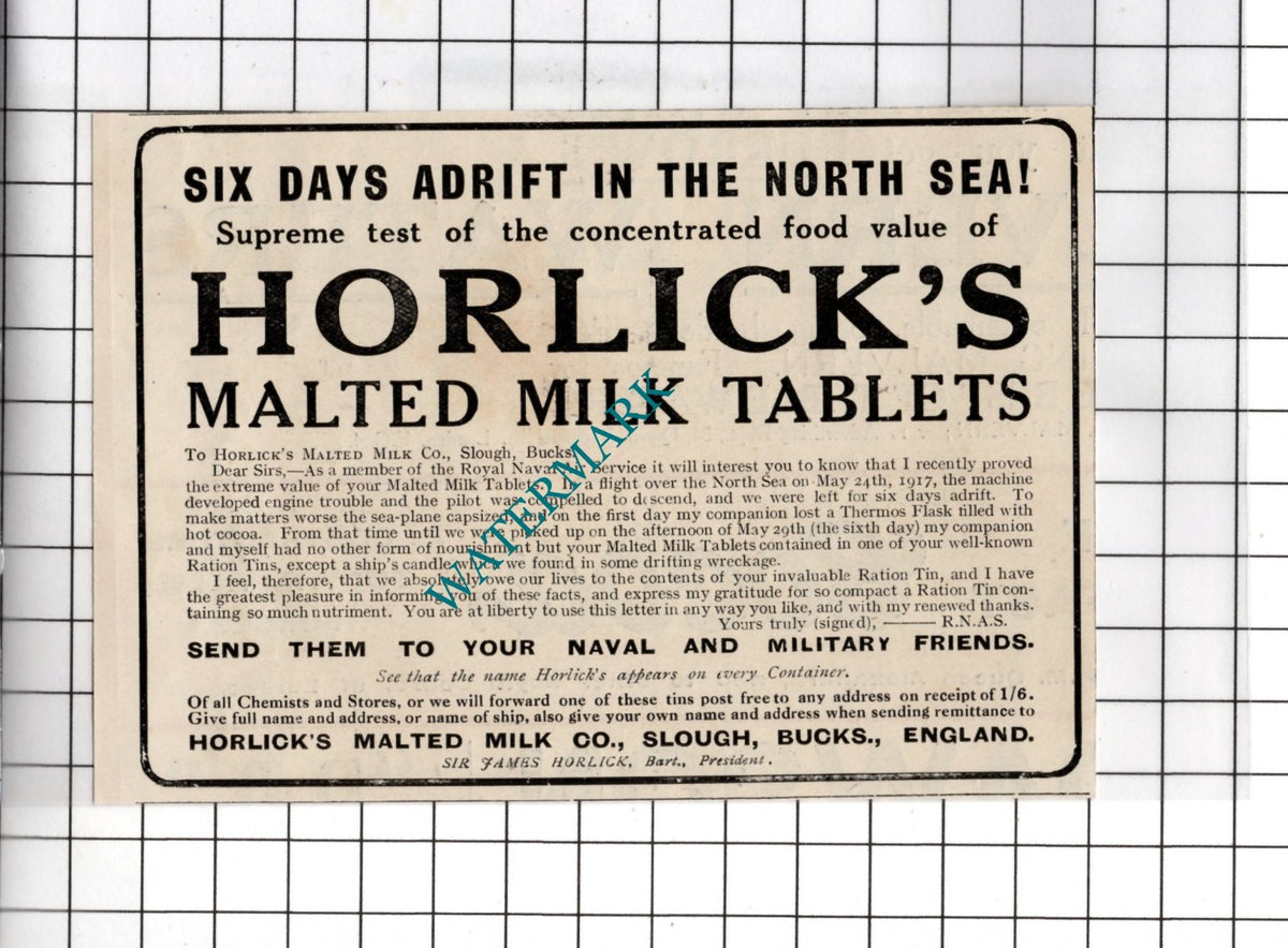 Horlick's Malted Milk Co Slough Buckinghamshire - 1918 Small Advert