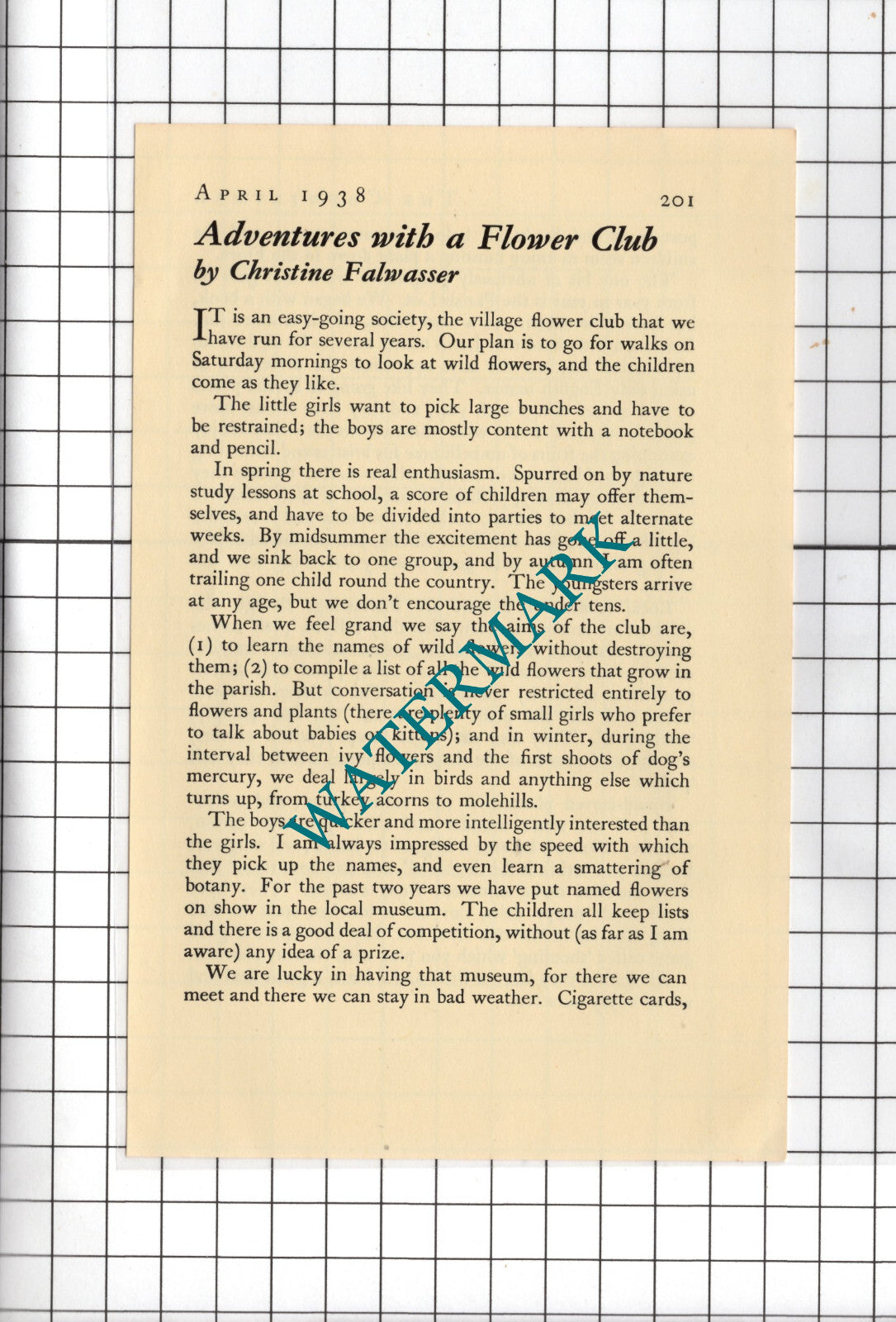 Christine Falwasser - 1938 Small Article