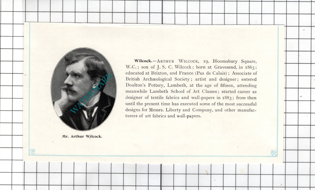 Mr Arthur Wilcock Gravesend Kent - c.1905 Clipping