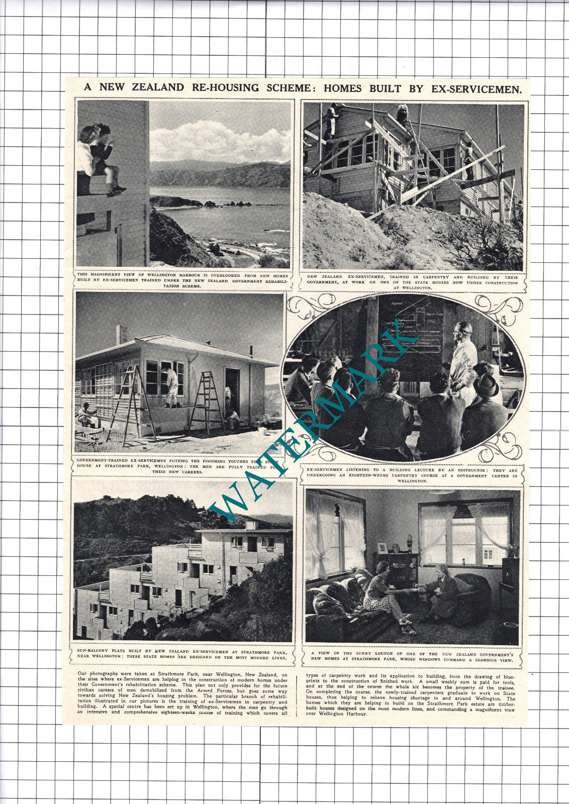 Strathmore Park Wellington New Zealand Housing Scheme - 1945 Clipping / Print