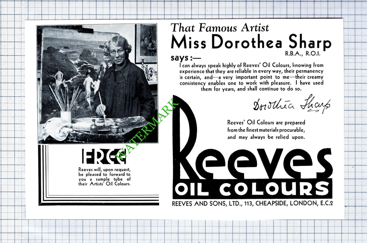 Miss Dorothea Sharp Artist Reeves And Sons - 1930s Advert