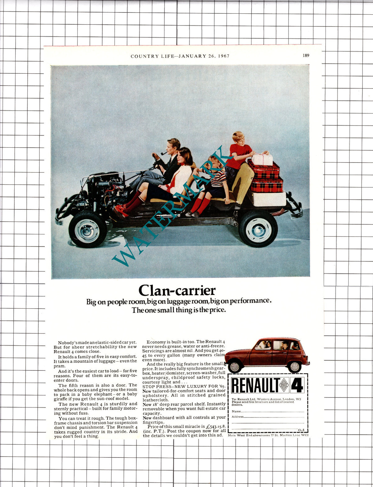 Renault 4 Car Advert - 1967 Clipping / Print