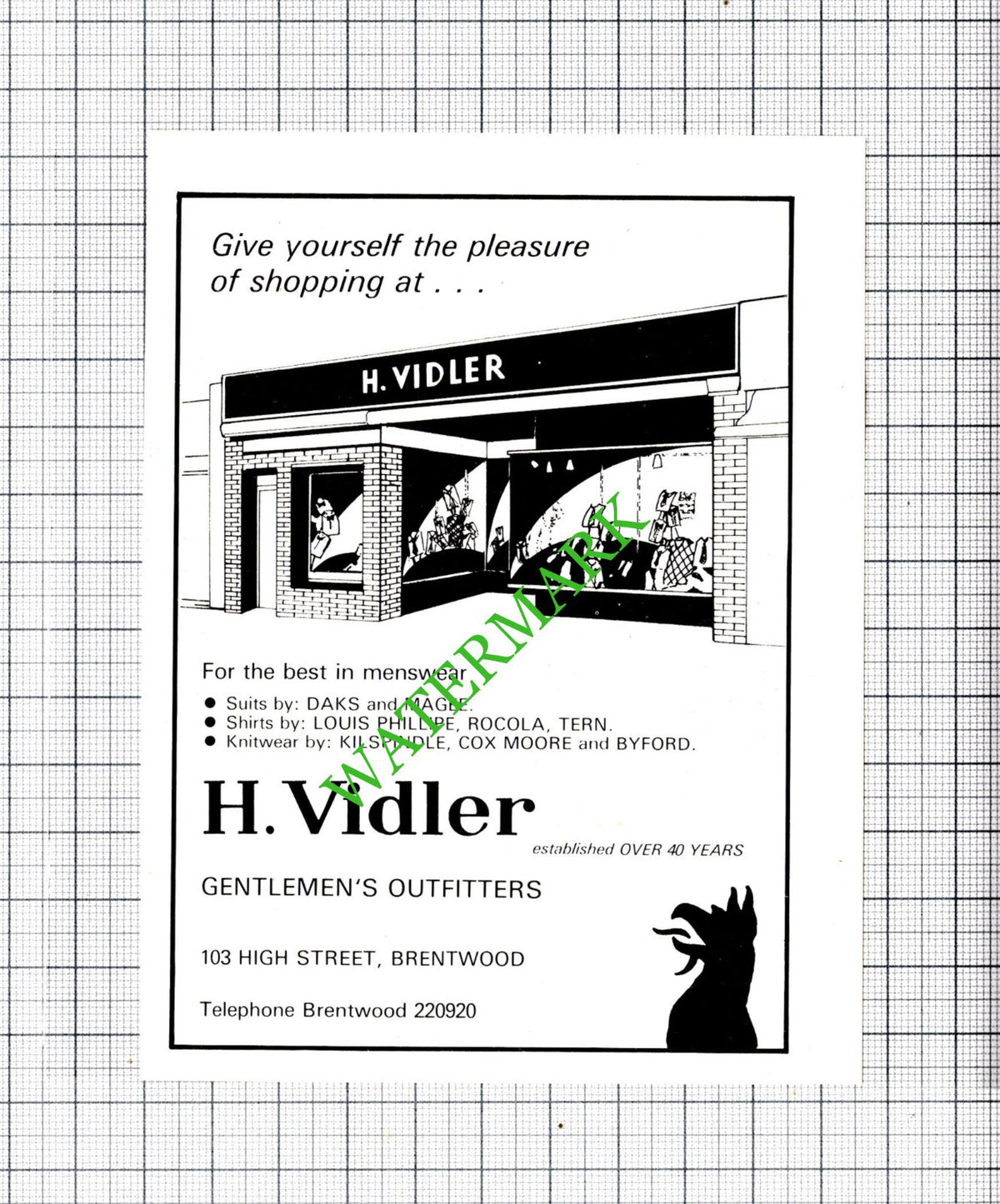 H Vidler Brentwood Essex Small Advert -1981 Cutting