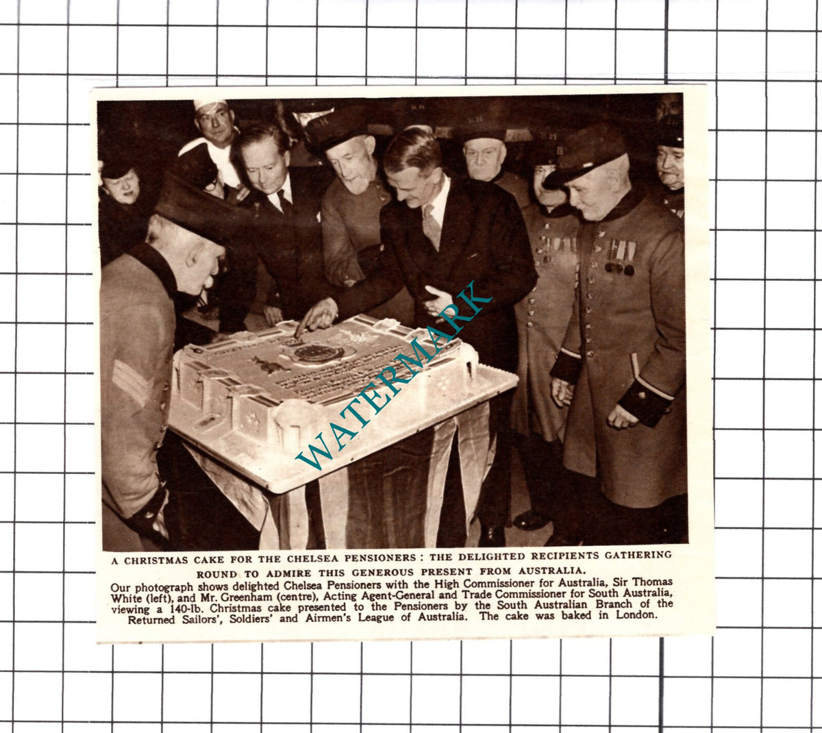 Chelsea Pensioners Sir Thomas White Australia Mr Greenham - 1952 Cutting