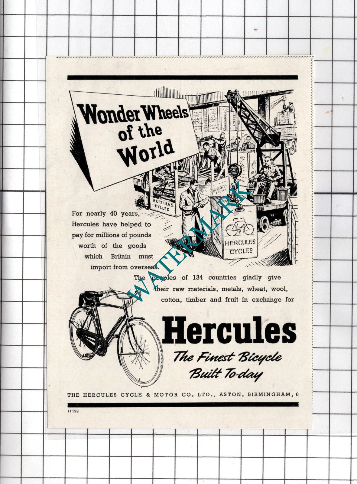 Hercules Cycle & Motor Co Ltd Aston Birmingham Advert - 1952 Small Clipping