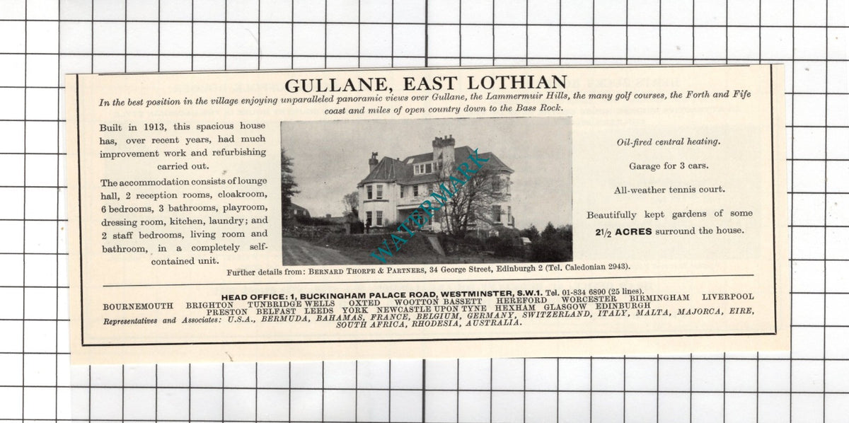 Gullane East Lothian Scotland House Sale Advert- 1967