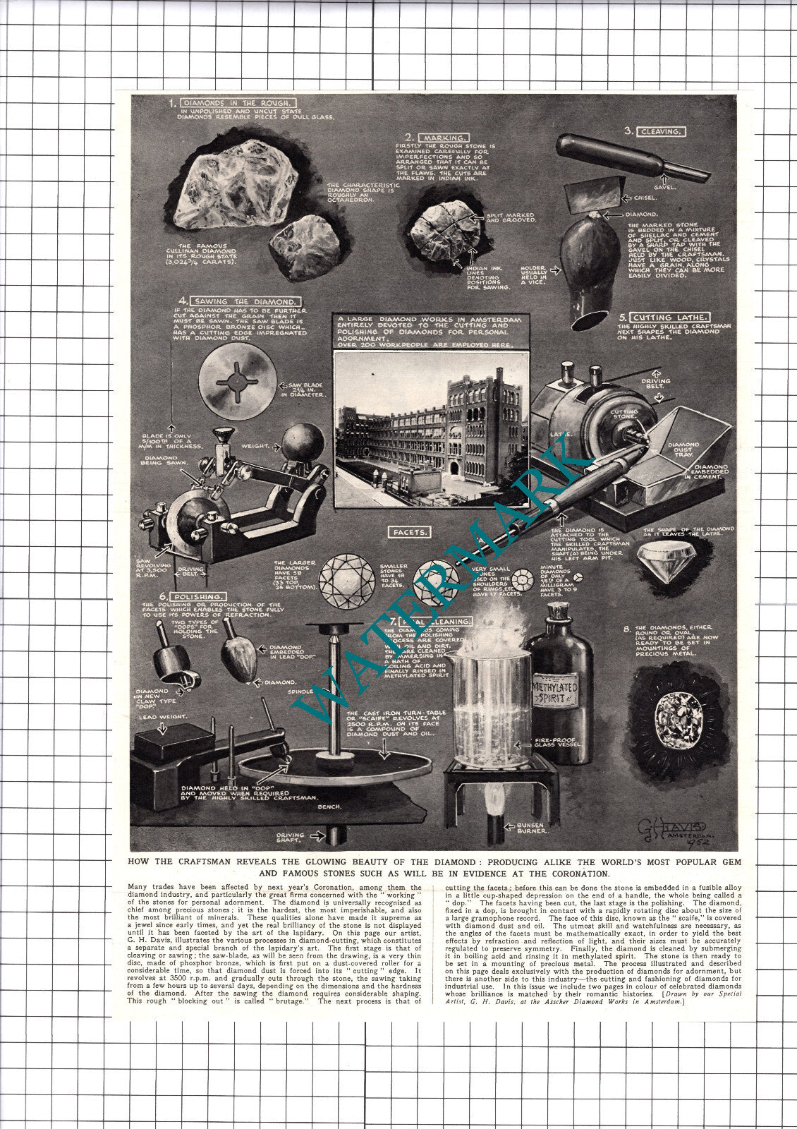 Asscher Diamond Works Amsterdam Diamond Crafting - 1952 Cutting / Print