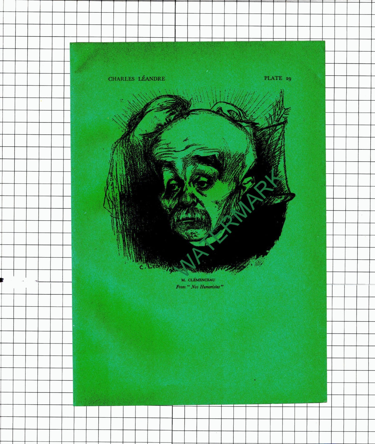 M Clemenceau Caricature Charles Leandre - 1928 Illustration / Print