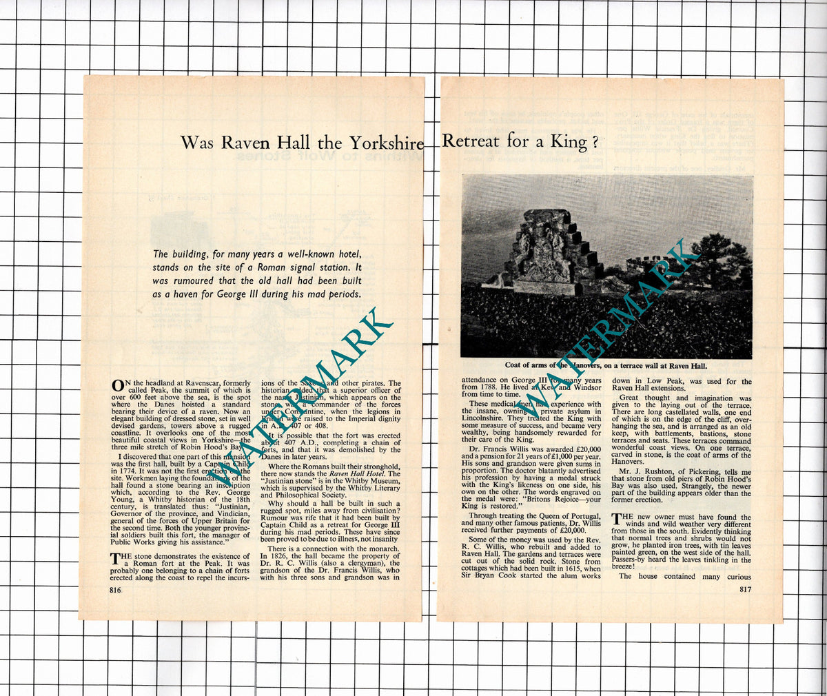 Raven Hall Ravenscar Yorkshire - 1972 Small Article