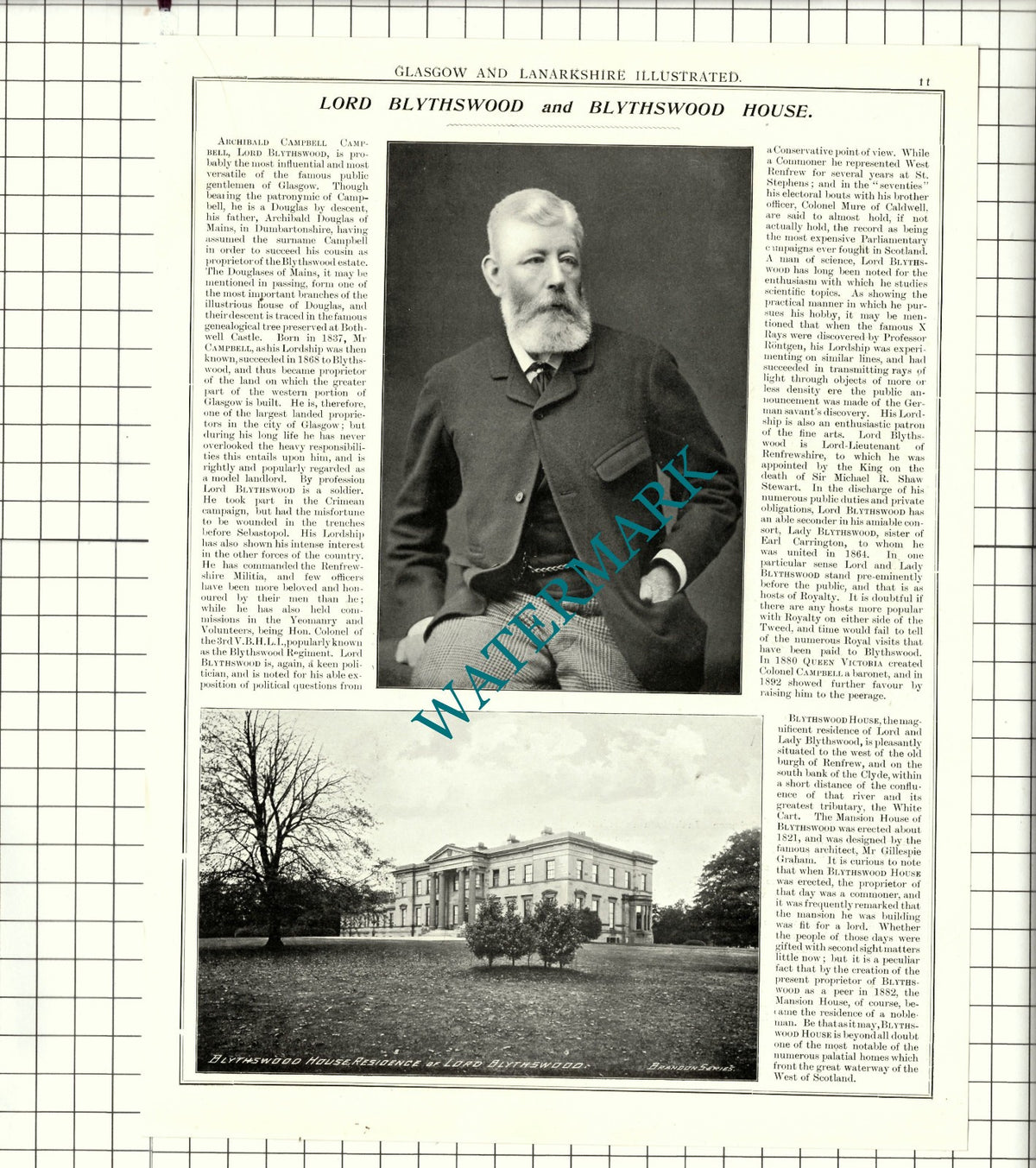 Lord Overtoun / Lord Blythswood House Archibald Campbell - 1904 Article