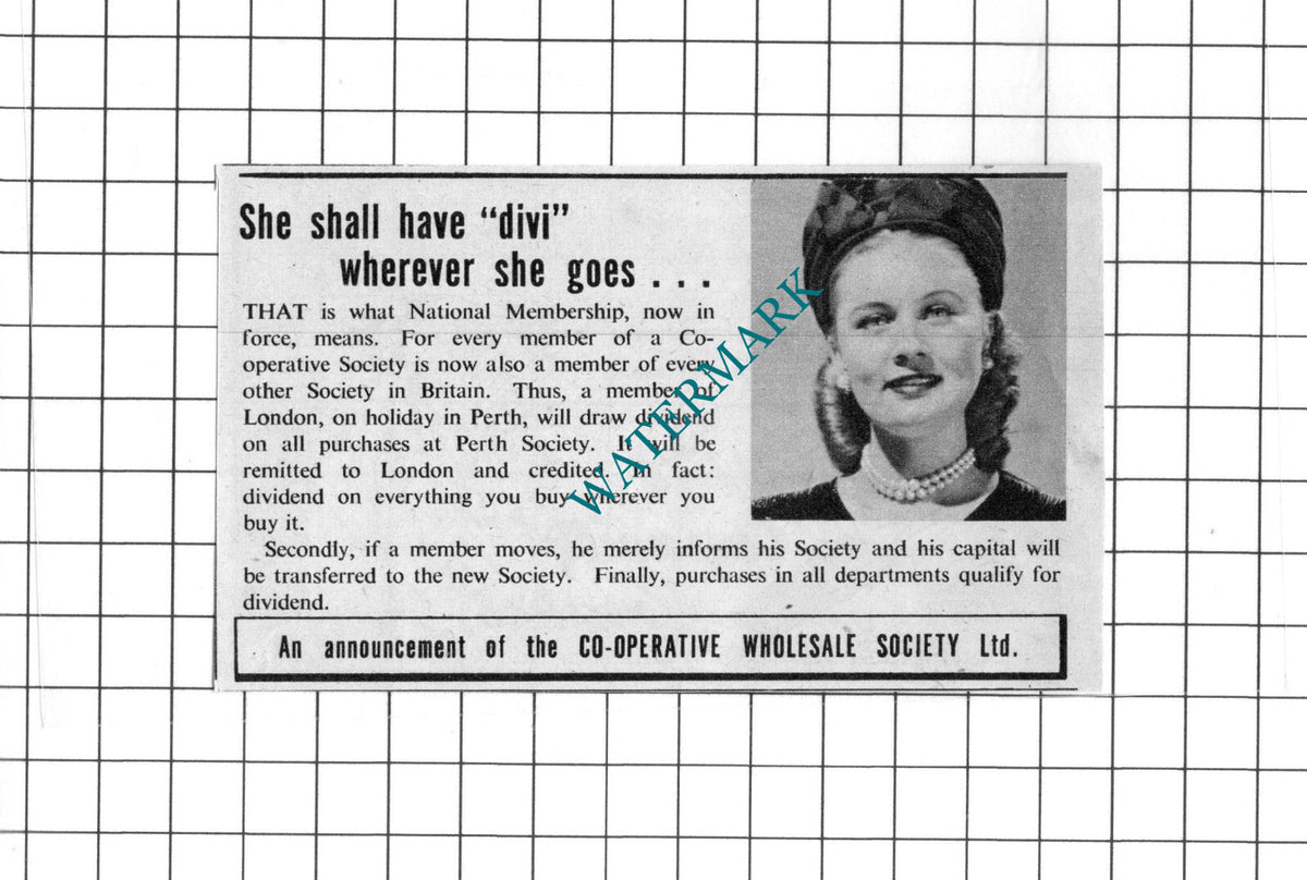 Co-operative Society Small Advert - 1949 Clipping