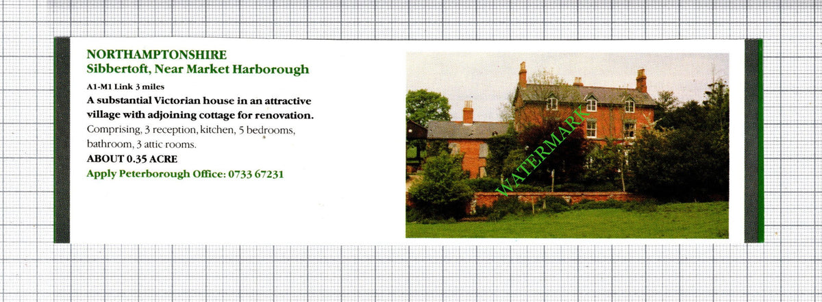 Sibbertoft Market Harborough Northamptonshire House Sale Advert - 1991 Cutting