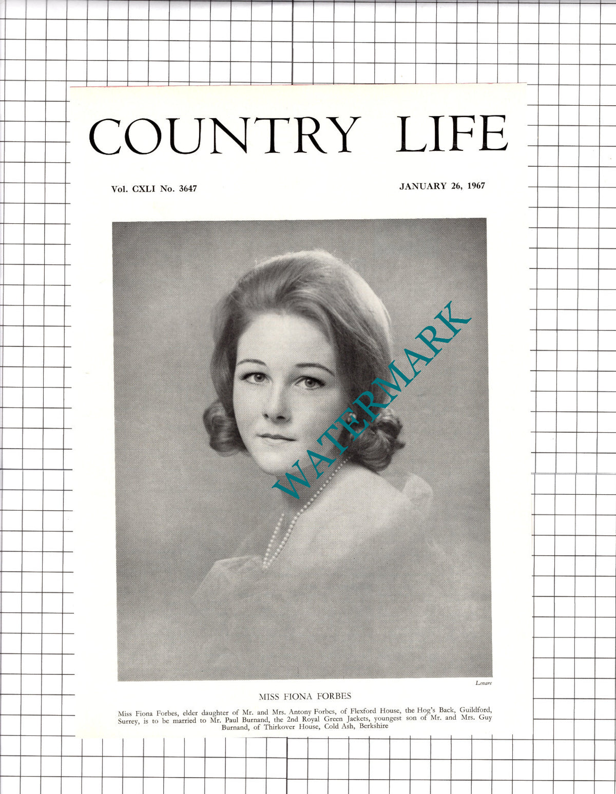 Miss Fiona Forbes Flexford House Guildford Paul Burnand - 1967 Clipping / Print