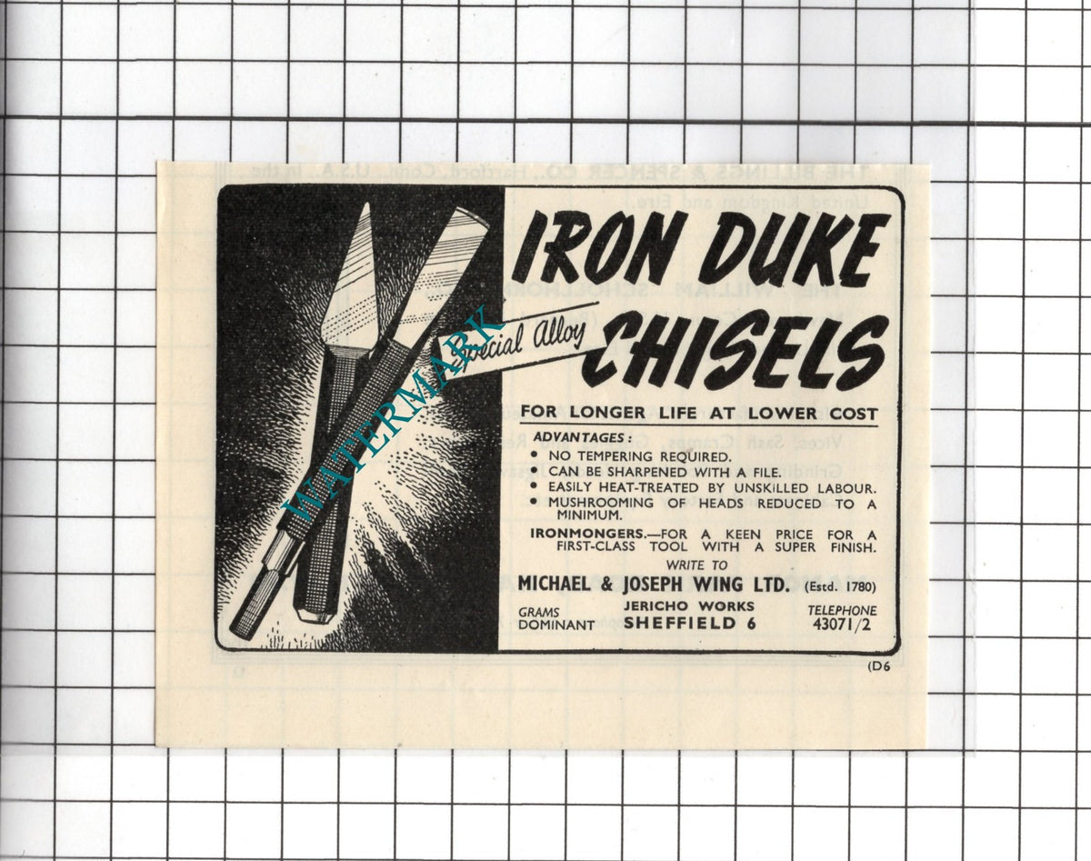Michael & Joseph Wing Ltd Jericho Works Sheffield - 1948 SMALL Advert