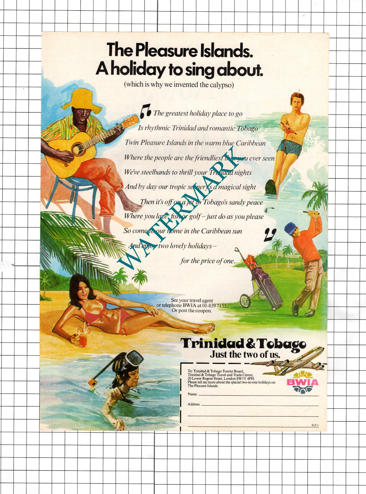 Trinidad & Tobago Tourism ADVERT - 1977 Clipping