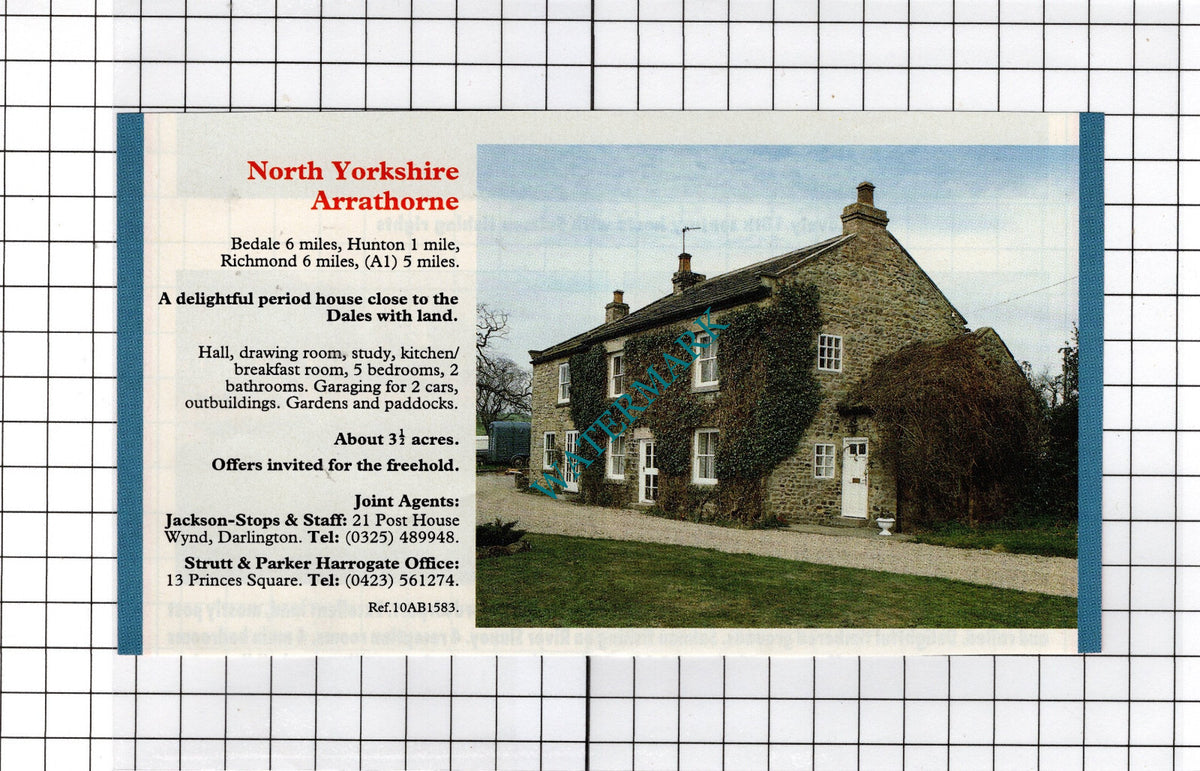 Arrathorne North Yorkshire - 1991 House Sale Advert