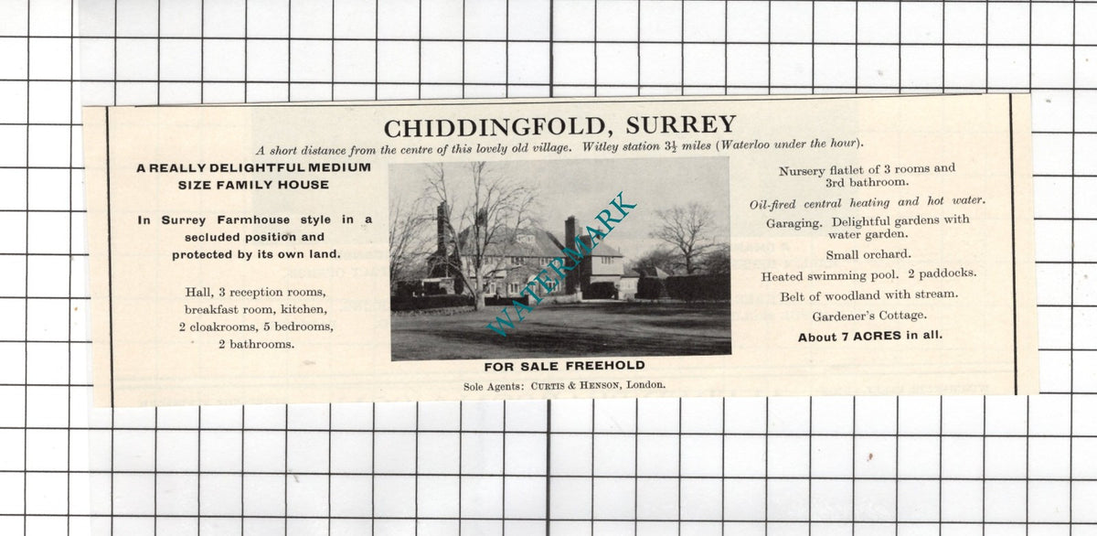 Chiddingfold Surrey House Sale Advert - 1967