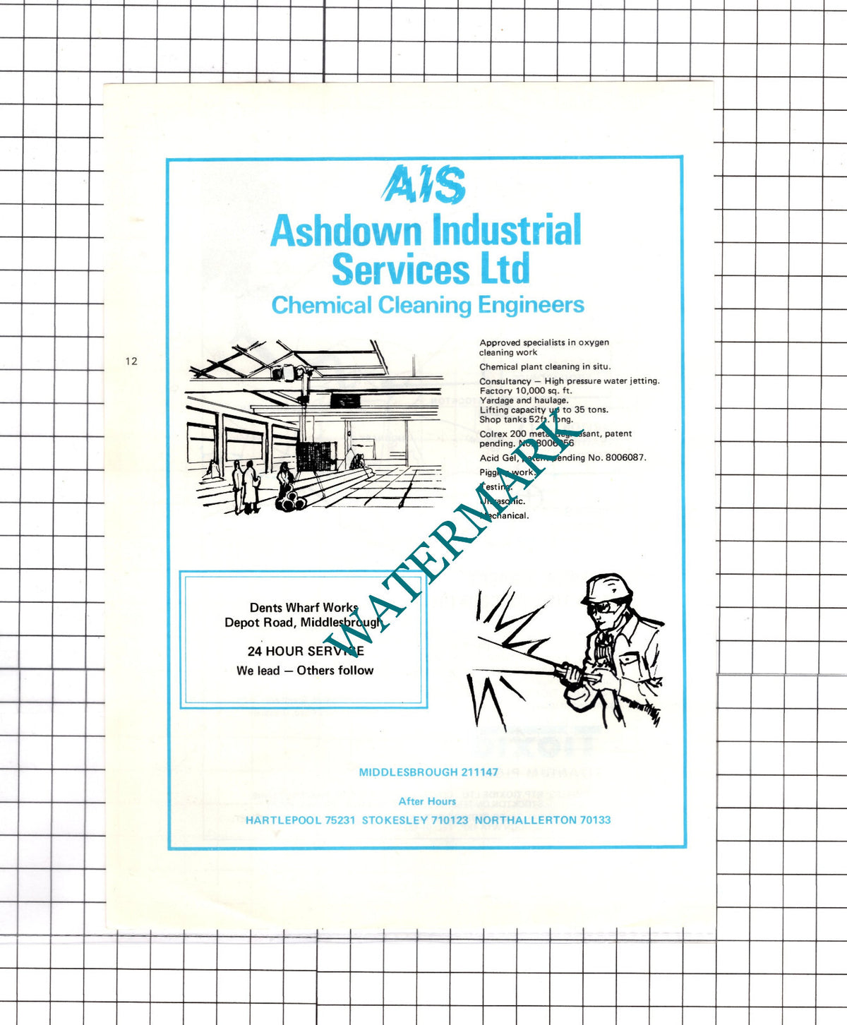 Ashdown Industrial Services Ltd Middlesbrough Advert - c.1980 Cutting / Print