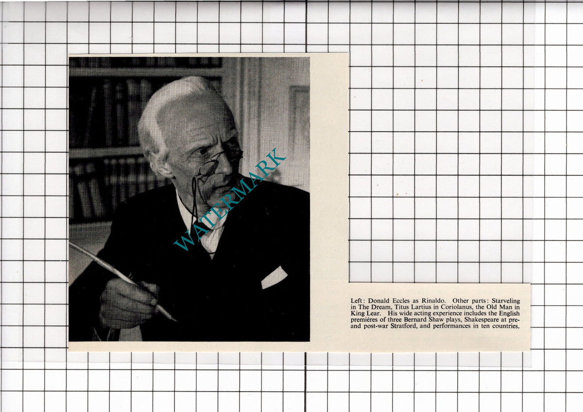 Donald Eccles Actor -1967 Small Clipping
