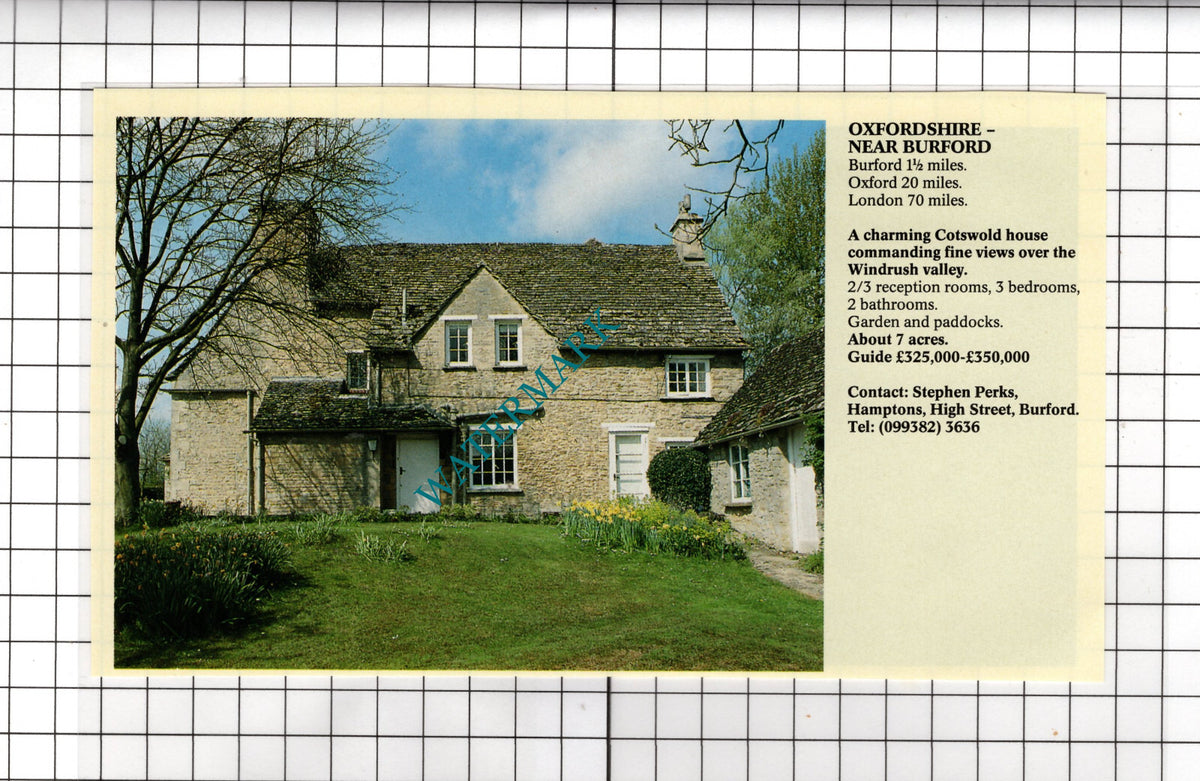 Burford Oxfordshire Cotswolds House Sale Advert -- 1991 Clipping