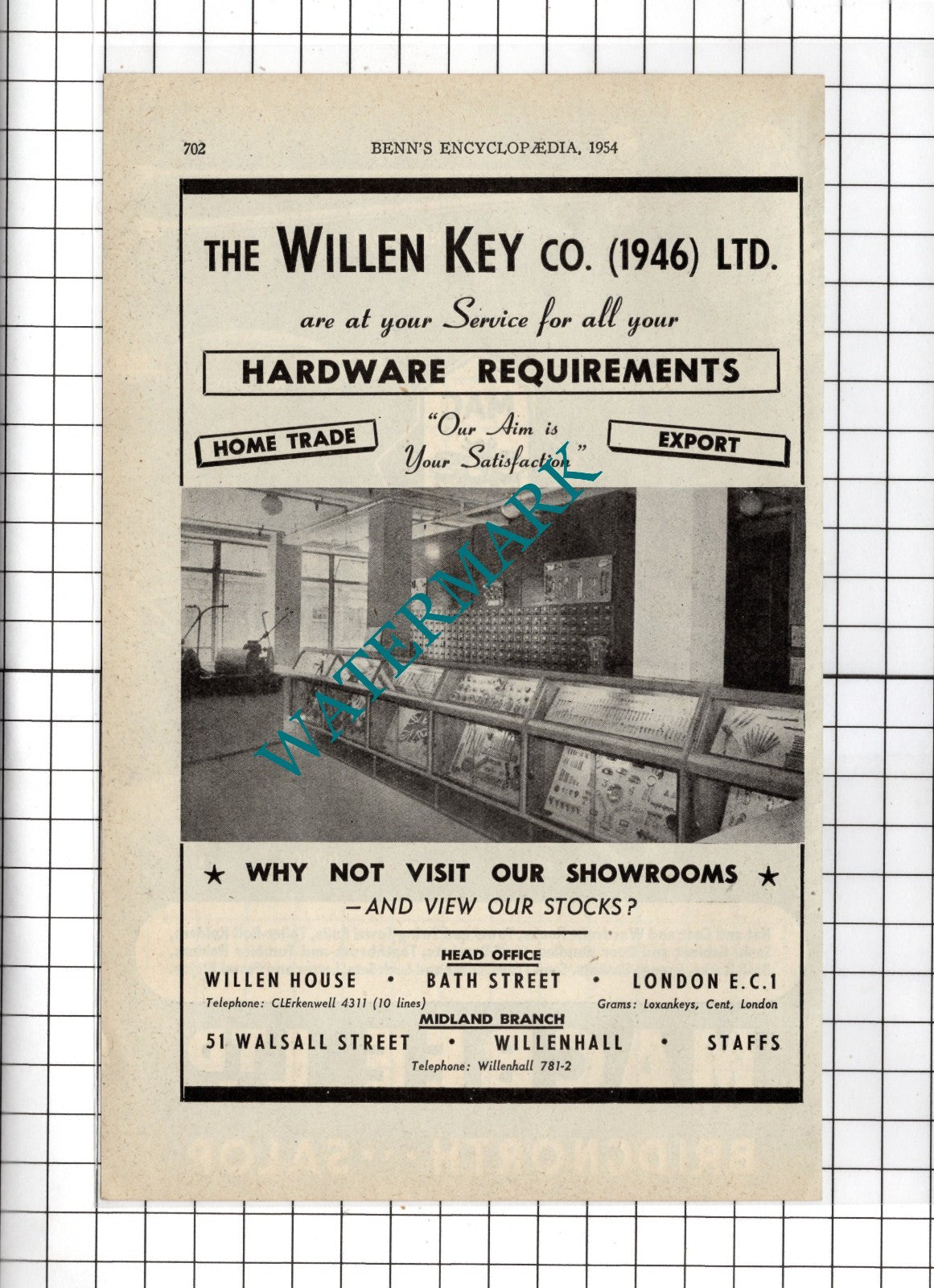 The Willen Key Co (1946) Ltd Willhall Staffordshire - 1954 Advert