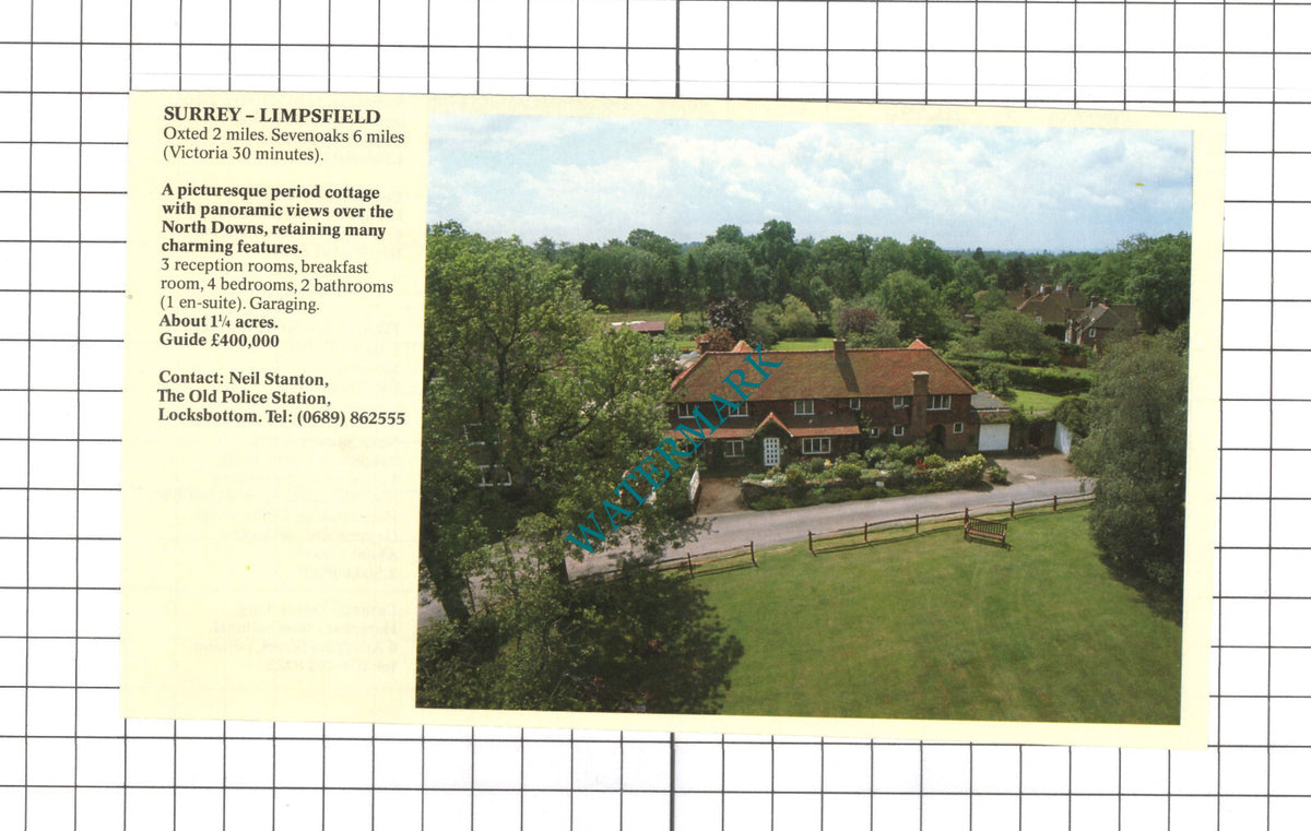 Limpsfield Surrey House Sale Advert - 1991 Clipping / Print