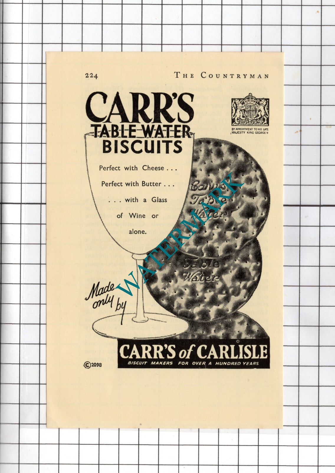 Carr's Table Water Biscuits Carr's Of Carlisle Advert - 1938 Small Advert