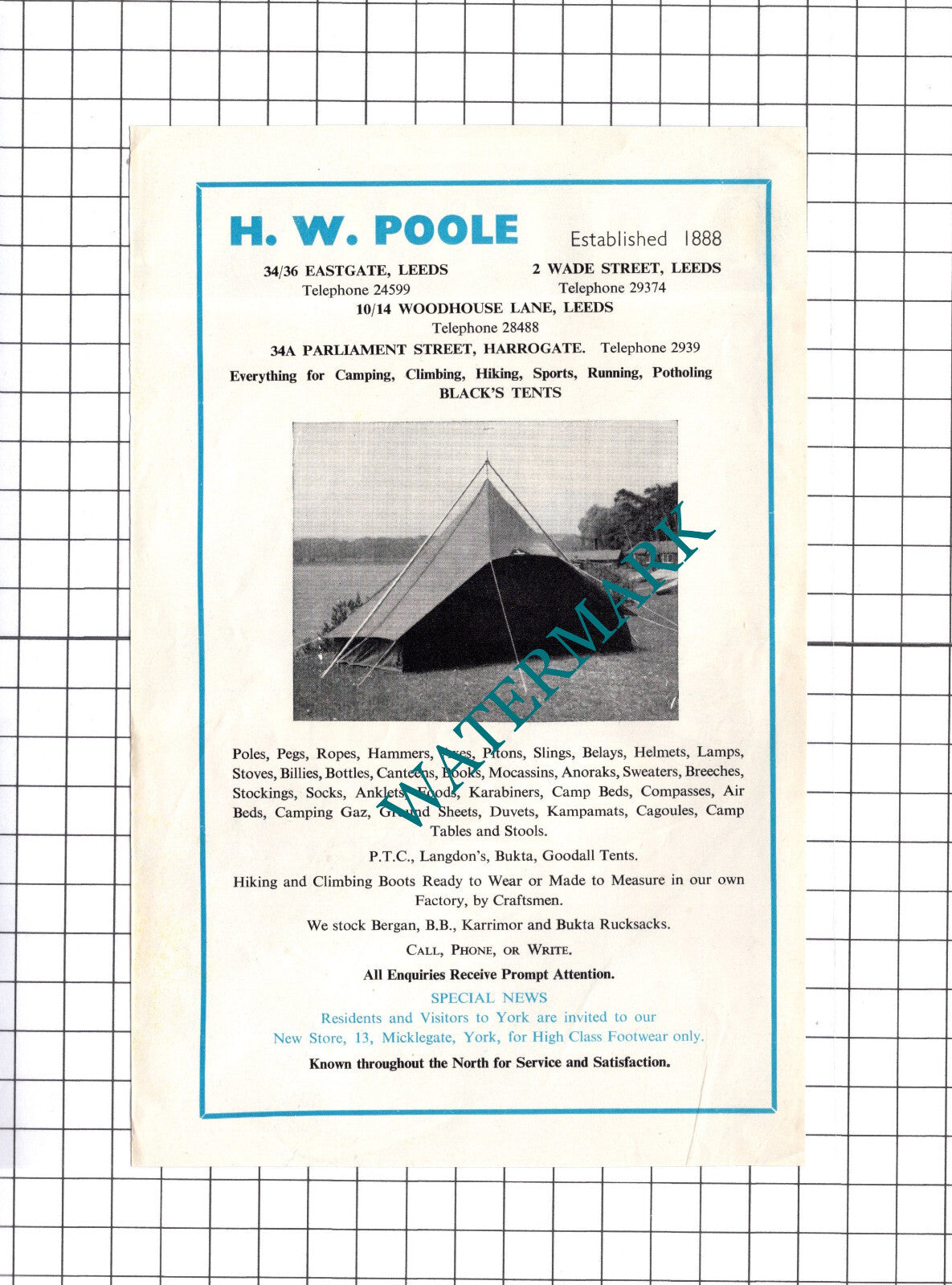 H W Poole Leeds Harrogate Advert - 1966 Clipping / Print