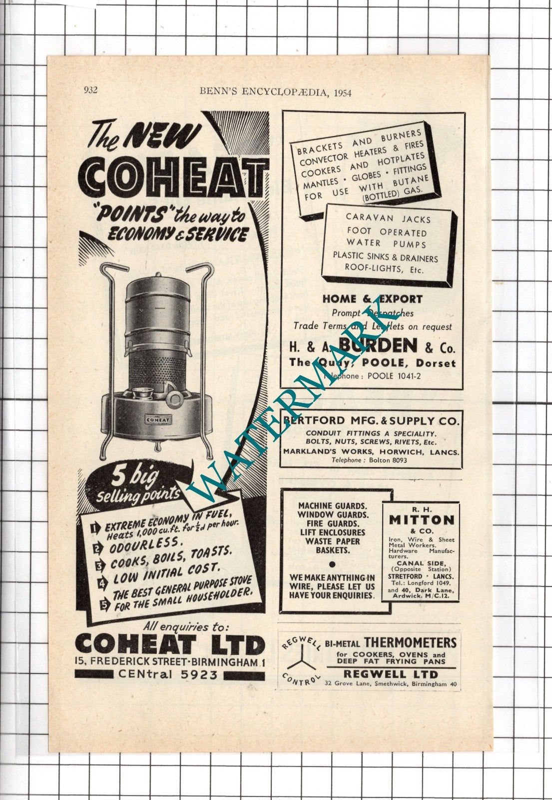 Pearl Industries Ltd Birmingham / Coheat Ltd Birmingham - 1954 Advert