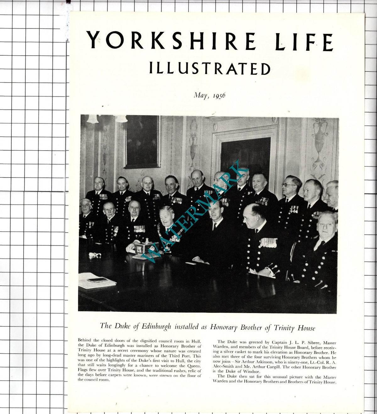 JLP Sibree Sir Arthur Atkinson Arthur Cargill Trinity House Hull -1956 Clipping