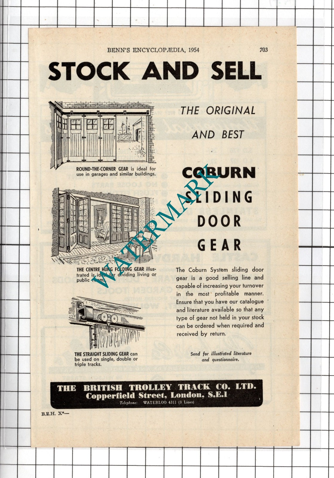 The British Trolley Track Co Ltd Copperfield Street London - 1954 Advert
