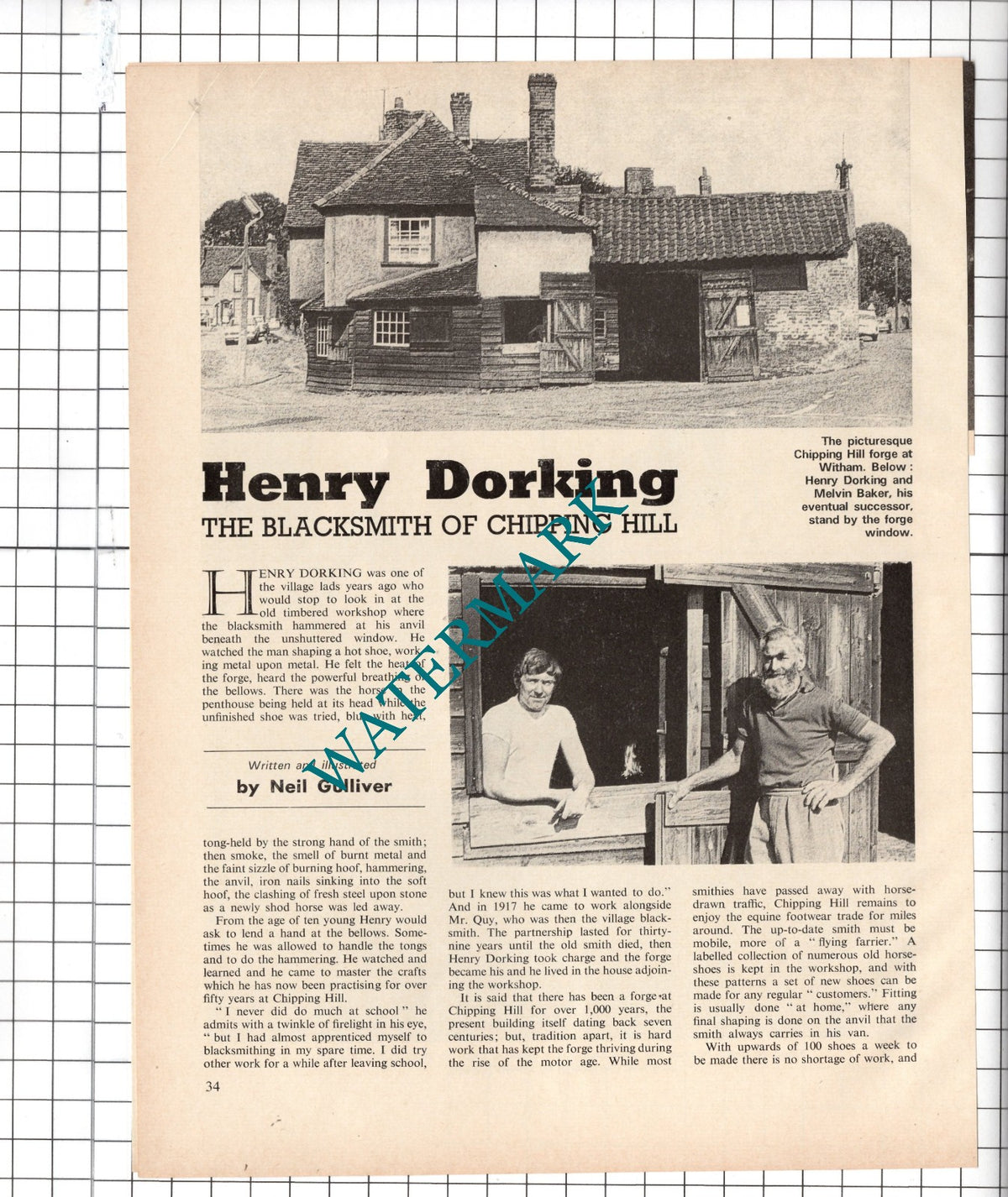 Henry Dorking Chipping Hill Essex Blacksmith Melvin Baker - 1972 Article