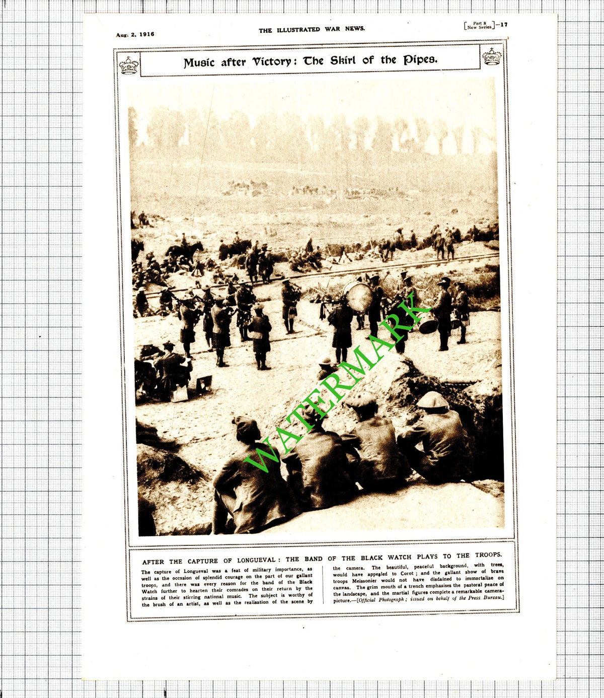 The Capture Of Longueval Black Watch Band War WW1 - 1916 Cutting