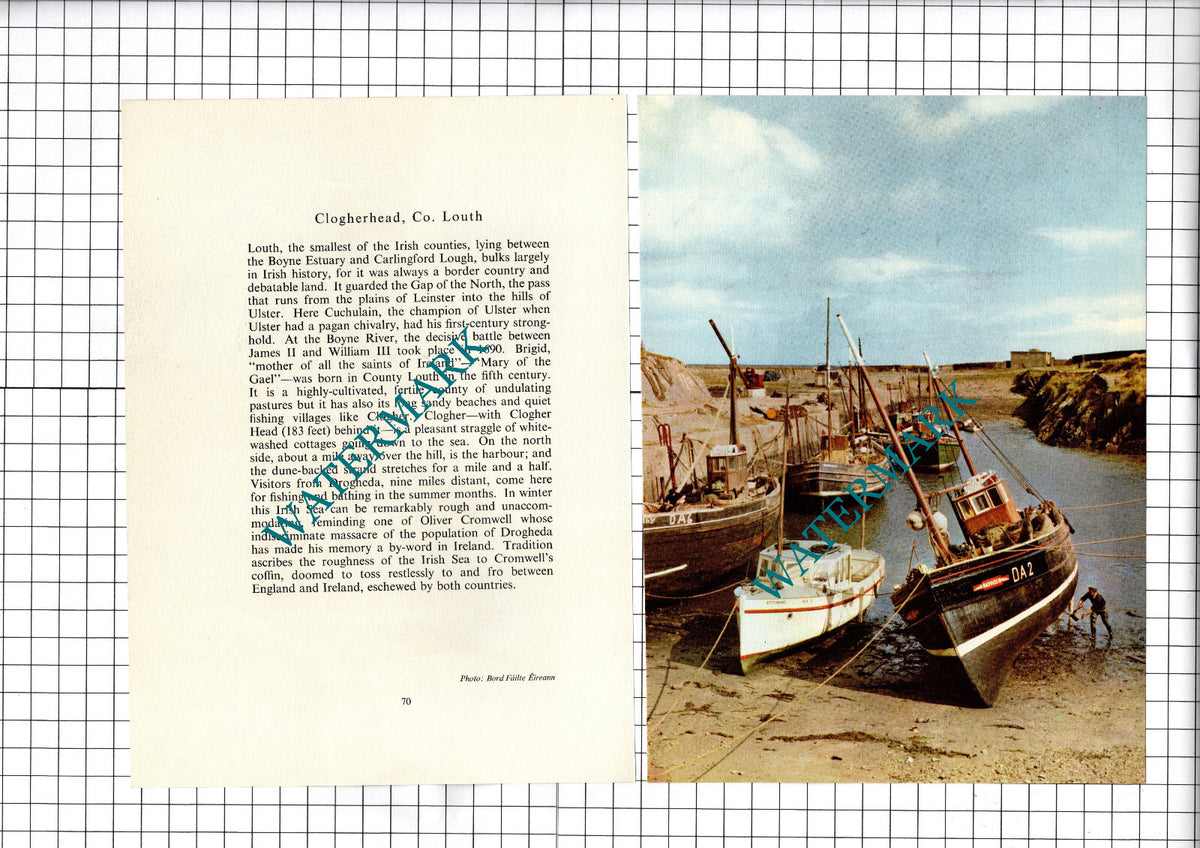 Clogherhead Co Louth Ireland - c.1960's Two-Part Cutting / Print