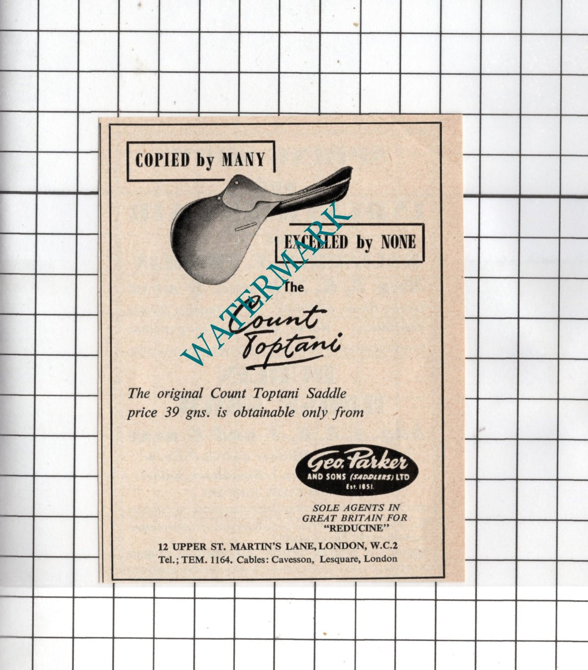 Geo Parker and Sons (Saddlers Ltd) London George Parker - 1959 Small Advert