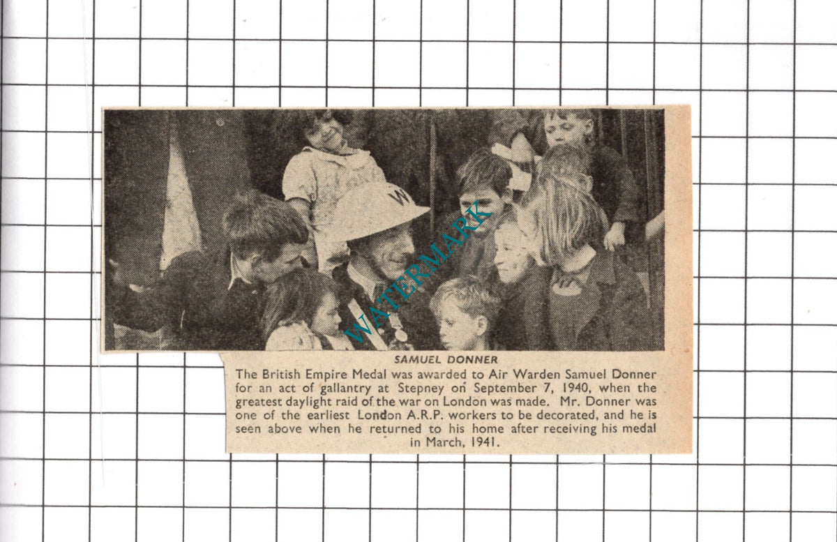 Samuel Donner Stepney London ARP World War Two WW2 - 1941 SMALL Clipping