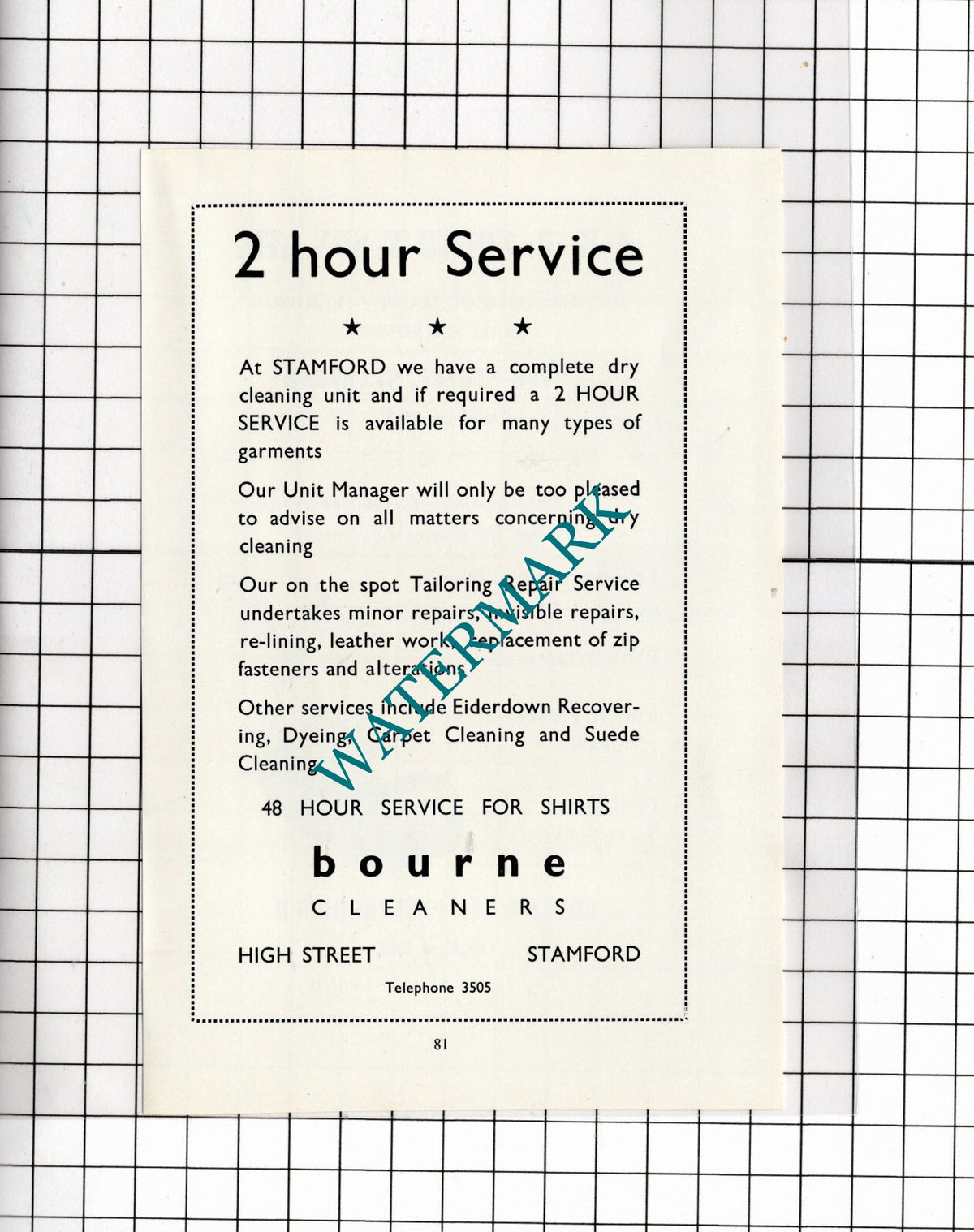 JHB North & Son Ltd Stamford Lincolnshire Bourne Cleaners - 1966 Advert