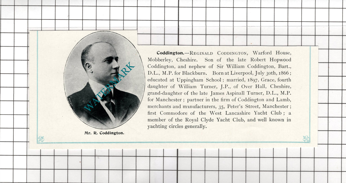 Reginald Coddington Warford House Mobberley Cheshire - c.1900 Cutting