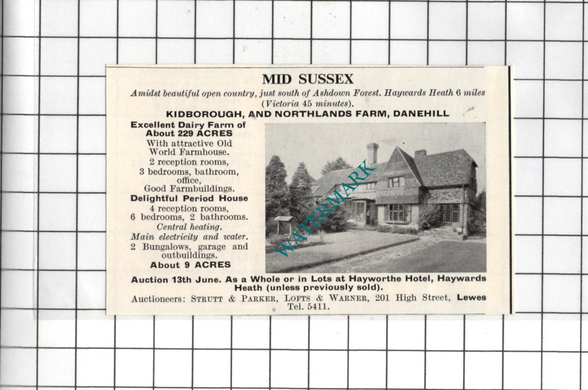 Kidborough and Northlands Farm Danehill Sussex - 1967 SMALL House Sale Advert