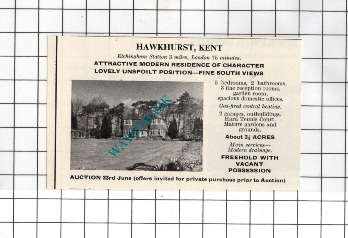 Hawkhurst Kent - 1967 Small House Sale Advert