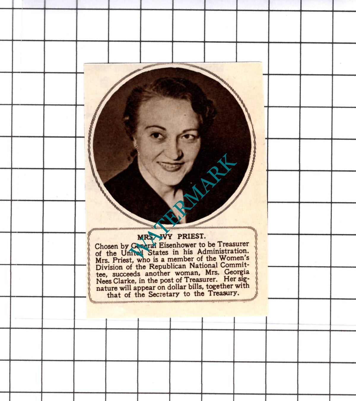 Mrs Ivy Priest - 1952 Small Cutting