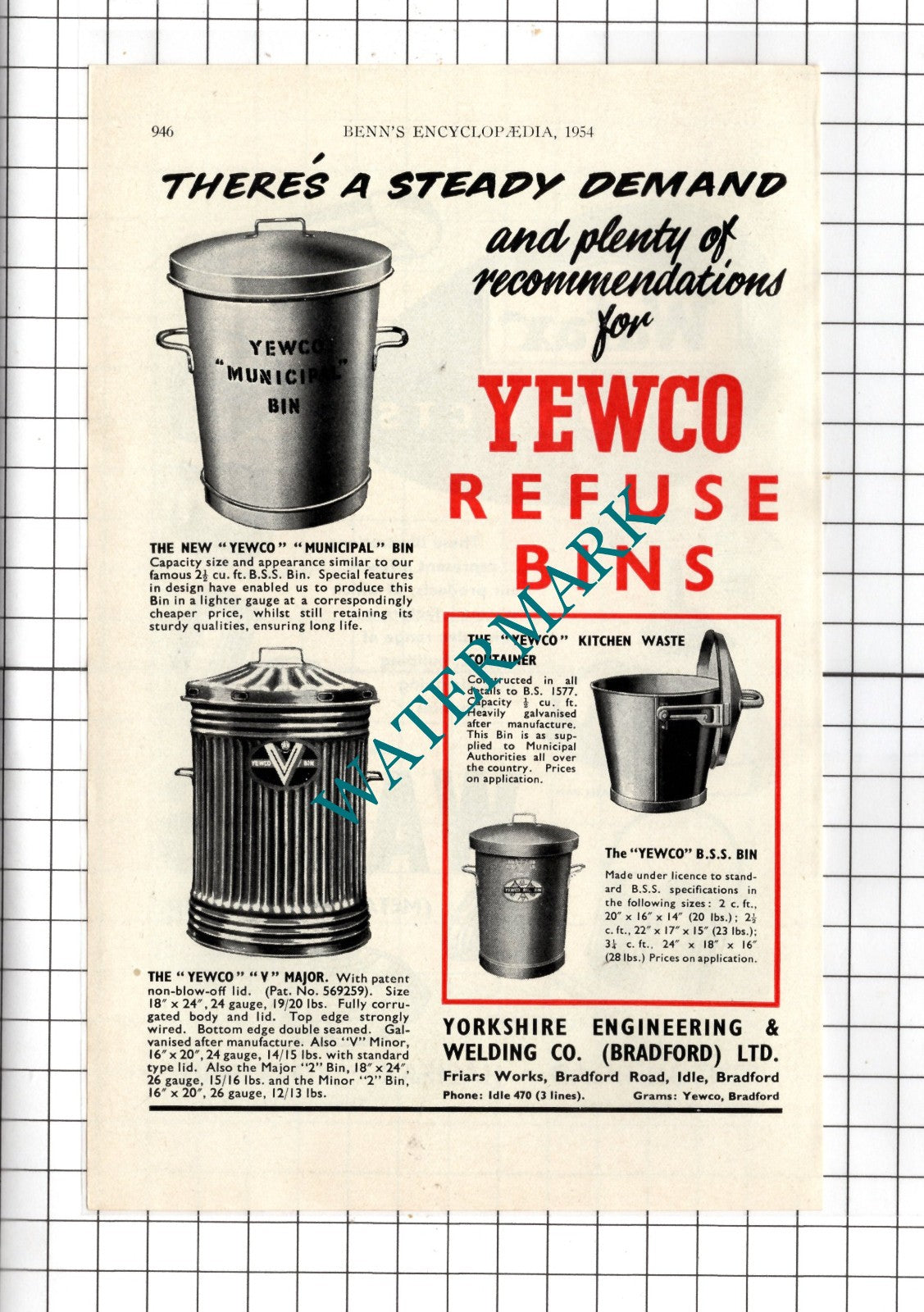 Wades Metal Spinners Ltd Halifax Wafax / Yewco Yorkshire Engineering 1954 Advert