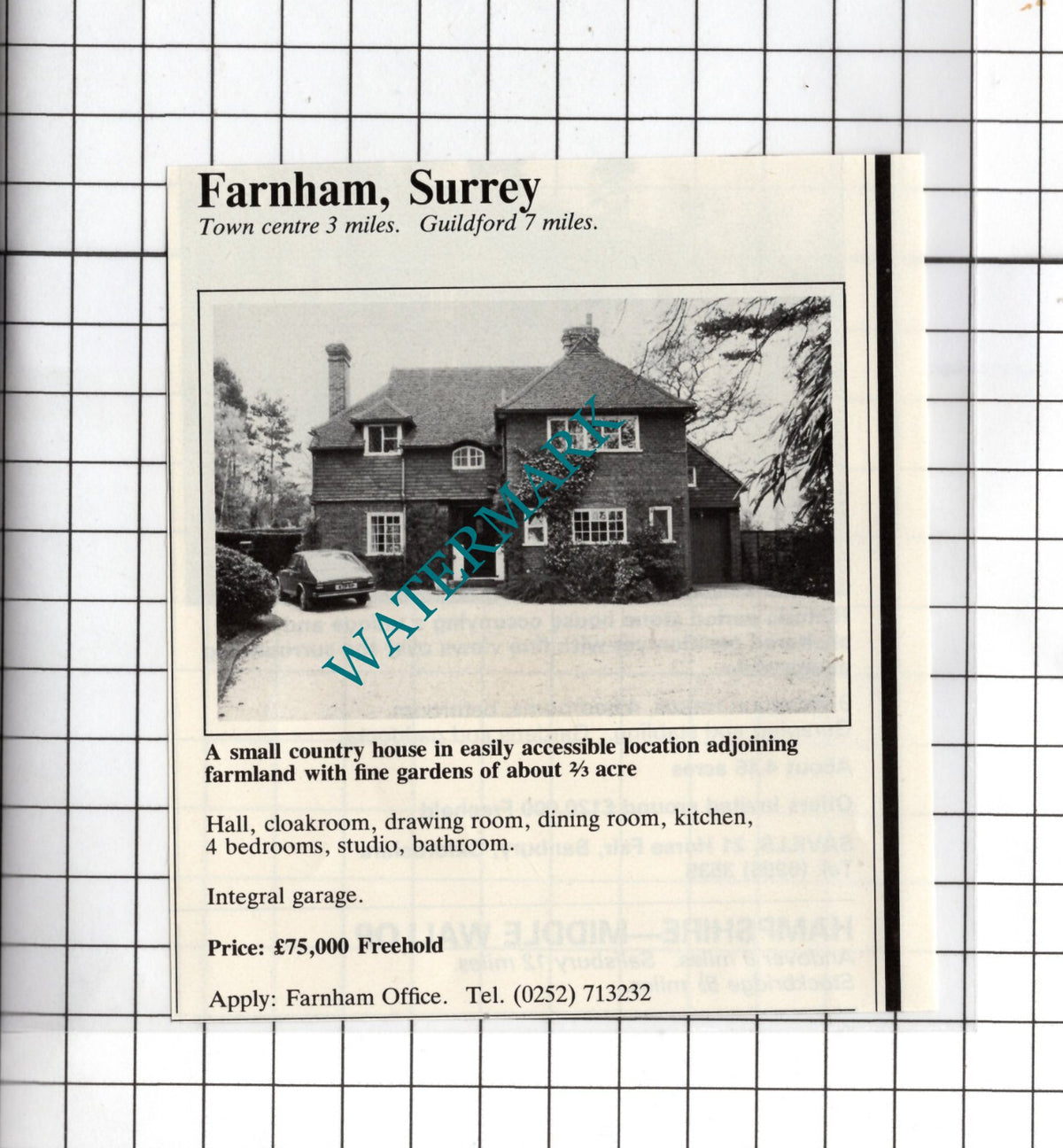 Farnham Surrey House Sale Advert - 1981 Small Cutting