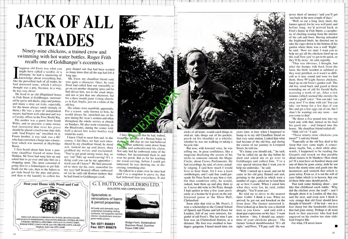 Mr Frost Fish Street Goldhanger Essex - 1993 Article