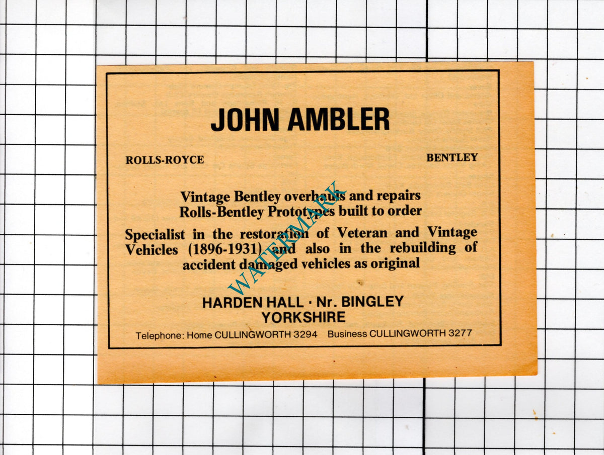 John Ambler Harden Hall Bingley Yorkshire - 1975 Small Advert