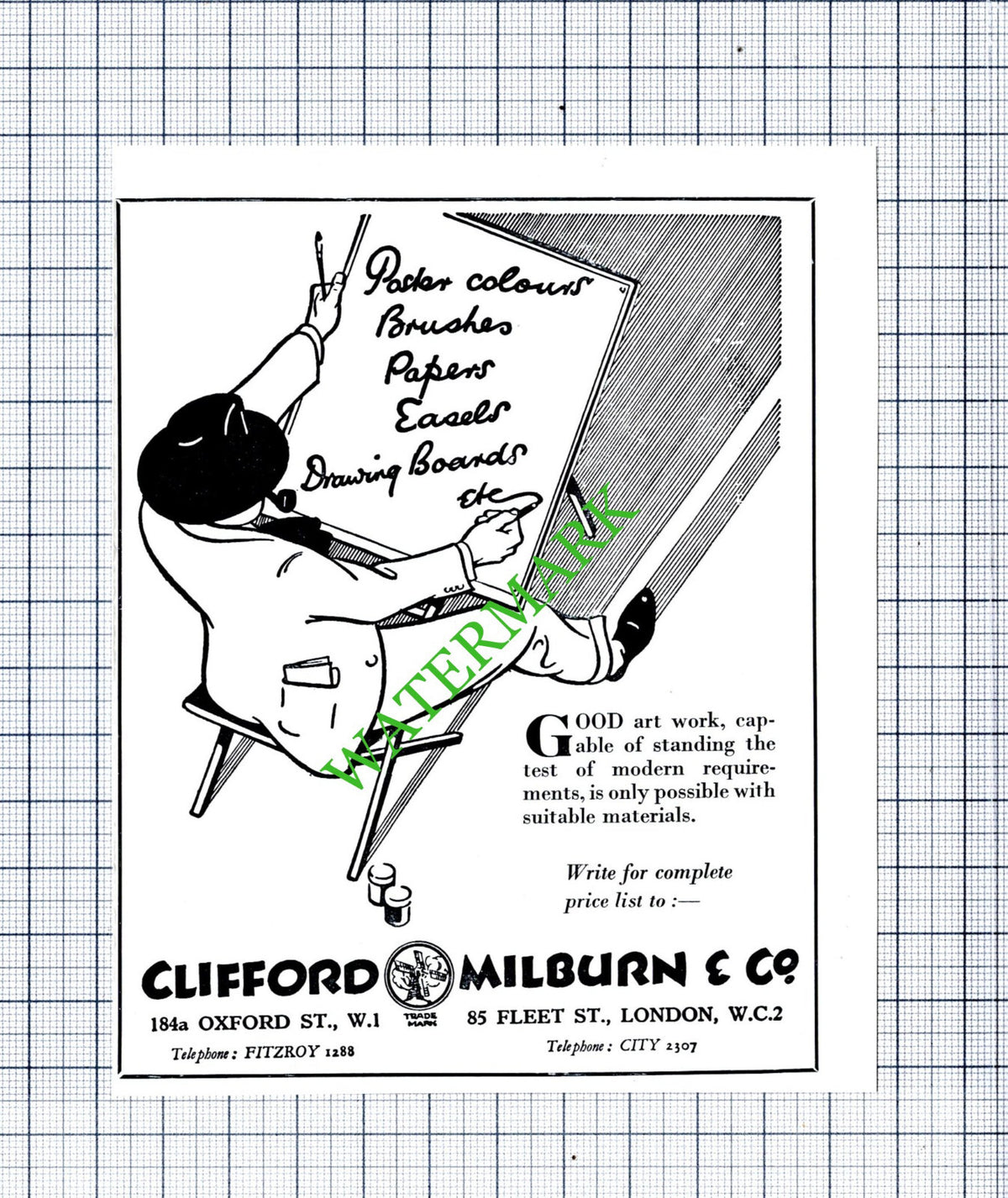 Clifford Milburn & Co London Small Advert - 1930s Cutting / Print